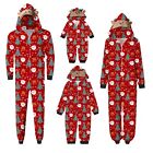 Parent Child Christmas Printed Pajamas Jumpsuit Home Zip Outfit Hooded Jumpsuit