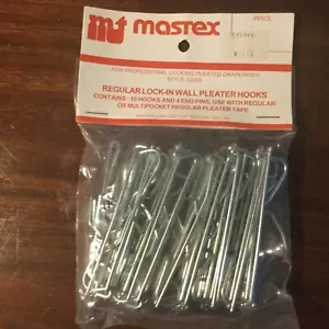 Mastex Regular Lock-In Wall Pleater Hooks New Old Stock (10 Hooks & 4 End Pins) - Picture 1 of 2
