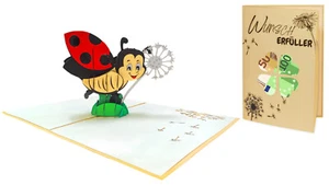 3D POP UP Klappkarte *Marienkäfer* Geburtstag Wünsche Geldgeschenk Gutschein - Bild 1 von 5