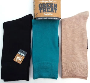 Green Treat, Bamboo, Navy/Turquoise/Fawn, Mens' Socks, 3 Pack, Size 7 - 11 UK - Picture 1 of 4
