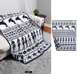 ComfyLuxe Nautical Pattern Throw Blanket - Picture 1 of 9