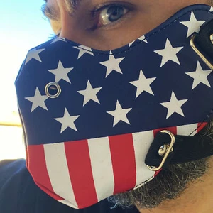 American USA Flag Mask PU Leather Stars & Stripes Patriotic Motorcycle Half Face - Picture 1 of 7