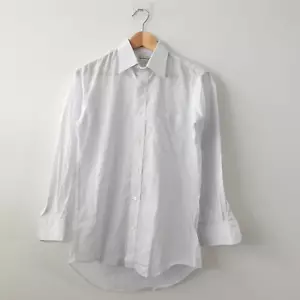 VINTAGE Burberry Shirt Men XS Light Blue Seersucker Stripe Dress Slim Pinstripe - Picture 1 of 16