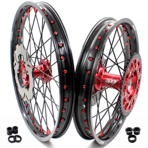 KKE 21/19" CNC MX Wheels Rims Set Fit Honda CRF250RX CRF450RX 2020-2025 Red Hubs - Picture 1 of 12