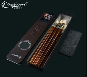Giorgione Professional Gouache Paint Brush Box Set of 11 with Brown Tin & Bag