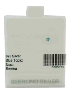BLUE TOPAZ NOSE SMALL SINGLE EARRING .925 Silver - Made in USA - NEW WITH TAG - Picture 1 of 2