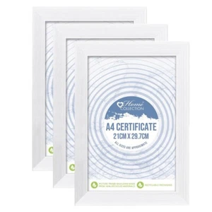 [Set of 3] A4 Certificate White Photo Frame Glass Front Wall Mounting Home Decor - Picture 1 of 7