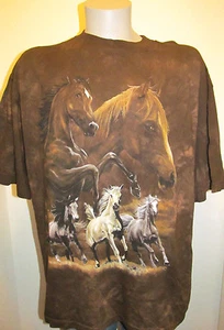 NUEVA Camisa Caballos Salvajes Marrón Teñida a Mano XL Ecuestre Regreso a la Tierra Nueva con Etiquetas Camiseta para Hombres - Imagen 1 de 2
