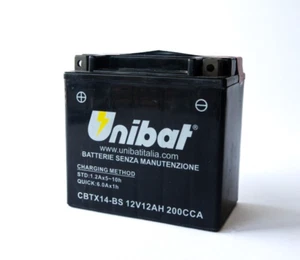 YTX14-BS AGM MAINTENANCE FREE BATTERY MOTORCYCLE ATV MATCHES UNIBAT 12V 12AH - Picture 1 of 5