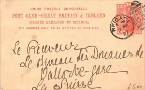 1897 QV 1d UPU Postcard Reigate Duplex 637 to Switzerland Postal History - Picture 1 of 2