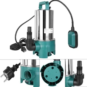Bomba sumergible de aguas sucias 1100W bomba sumergible bomba acero inoxidable 16.500 l/h, 3 salidas - Imagen 1 de 11