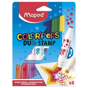 Paquete de 8 bolígrafos de fieltro Helix Maped Color’Peps Duo Stamping actividad creativa para niños - Imagen 1 de 4