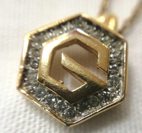 GIVENCHY Ciondolo Superiore Esagonale Collana Logo G Strass Colore Oro