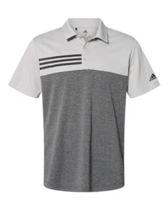 Adidas Heathered Colorblocked 3-Stripes Golf Polo - A508 - Picture 1 of 5