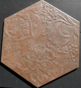 Tagina Apogea Old Cotto 14" Hex Relief - Picture 1 of 3