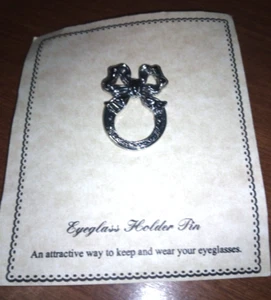 Eyeglass Bow Holder Silver Tack Pin - Picture 1 of 2