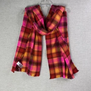 Bufanda Gap Rosa Naranja Cuadros Talla Única Acrílico 76x26" Borde Deshilachado Envoltura Suave Nueva con Etiquetas - Imagen 1 de 6