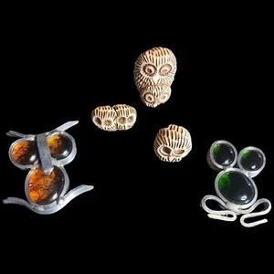 3 Miniatur Eule Ton Figuren 2 Glas Anhänger Frosch 0,5-2" Sonnenfänger Ornament - Bild 1 von 15