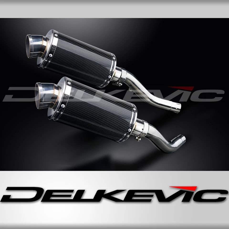 Kit de silenciador de escape de carbono oval Kawasaki Z1000 2003-2006 Delkevic slip on 9" - Imagem 1 de 4