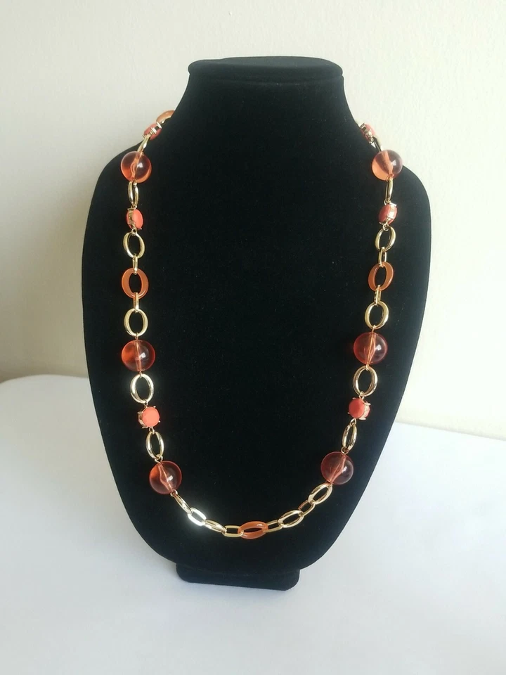 Inc International Concepts Gold-tone Stone & Bead Strand Necklace Coral Ball
