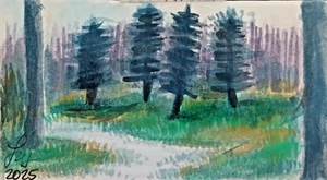 "Quiet Woods" - One-of-One Original Gouache | Memory Impression by Loretta Nash - Bild 1 von 1