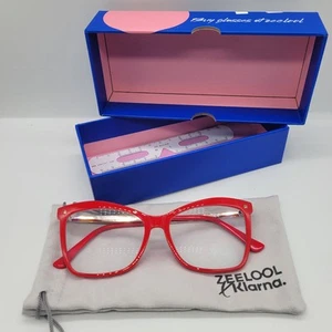 MINT ZEELOOL Women's GLASSES Red/Gold Mettalic ONLY FRAME With Blue/Pink Box - Picture 1 of 8