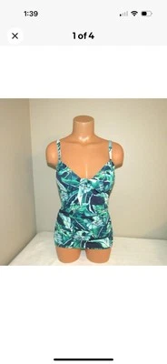 Купальник-танкини Tommy Bahama Breezy Palm U/W OTS темно-синий/зеленый Sm - Изображение 1 из 4