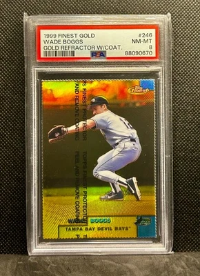 #246 WADE BOGGS 1999 TOPPS FINEST GOLD REFRACTOR w/ COATING PSA 8 #/100  - Image 1 of 2