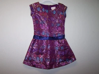 Vestido American Girl Niñas Talla 7 Multicolor Floral Dorado Hojas Metálicas Foto 1 de 4