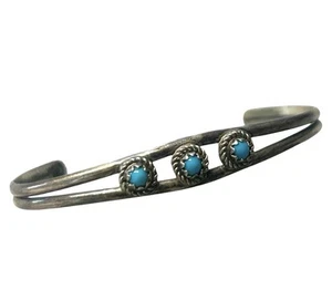 VTG Native American Child Size Kids Turquoise Sterling Silver Cuff Bracelet - Bild 1 von 6