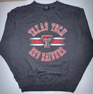 Texas Tech Sweatshirt Men’s Medium Pullover Red Raiders Big Logo Gray Red NCAA - Picture 1 of 6