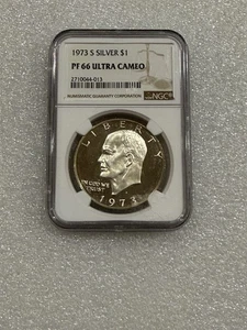 1973 S Proof Silver Eisenhower Dollar ~ NGC PF 66 UCAM - Foto 1 di 2