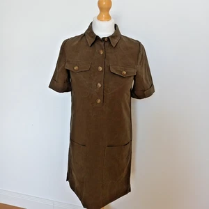 Whistles UK 6 Khaki Pocket Detail Linen Mix Short Dress Utility Casual - Imagen 1 de 10