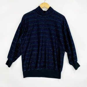 Benderfourth Womens Sweater Medium Blue Vintage Shimmering Striped Waistband USA - Picture 1 of 7