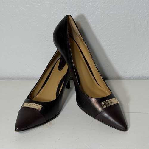 Scarpe Coach donna taglia 6 B decolte pelle metallizzata tacco a punta eleganti