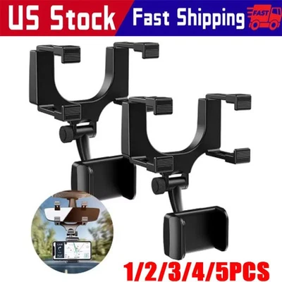 Universal 360 Rotation Car Rear View Mirror Mount Stand GPS Cell Phone Holder US - Image 1 of 4