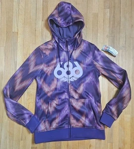 686 Airflight Kapuzenpullover mit durchgehendem Reißverschluss Damen Größe Small lila orange - Bild 1 von 11