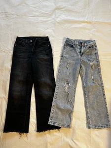 Art Class Girls Jeans Lot Of Two Pairs Black And Light Blue Size 8 Used - Picture 1 of 14