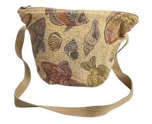 Vintage seashell purse Cloth shell & fish print Small Shoulder cross body - Picture 1 of 5