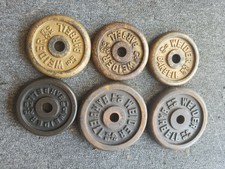 Vintage Pair WEIDER 10 LB & 5 LB Weight Plates 2x 10 lb & 2 x 5LB  - 1” HOLE 