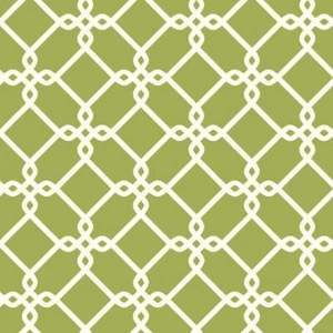 Wallpaper Designer Threaded Links Geometric White Trellis on Green, 56 sq ft - Picture 1 of 1