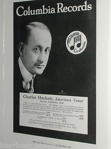 1920 Columbia Graphophone advertisement, records, Opera, Charles Hackett - Picture 1 of 2