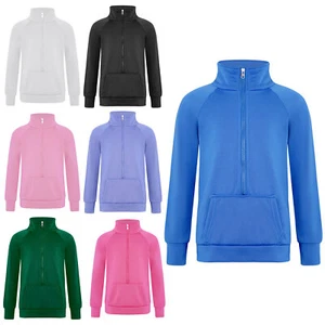 Girls Sweatshirts Stand Collar Tops Daily Clothes T-shirts Jogging Activewear - Picture 1 of 83