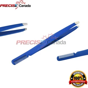 Blau Edelstahl 4,75" Augenbrauen Clip Pinzette Kamm Make-up Schönheit Werkzeuge - Bild 1 von 3