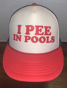 Red, White, & BluNovelty Snapback Mesh Trucker Hat. "I PEE IN POOLS" Cobra OSFA