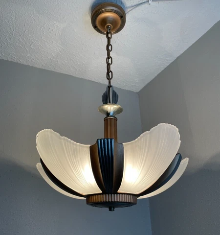 1930s streamlined Art Deco 5 Light Slip Shade Fixture Cover