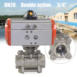 3/4" Pneumatic Ball Valve Double Acting Air Actuated Ball Valve Stainless Steel. - Picture 1 of 11