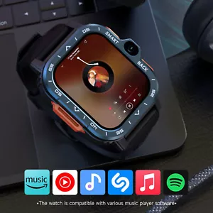 WiFi 4G Android Black Smart Watch GPS Dual Camera Sports Watch Fitness Tracker - Picture 1 of 18