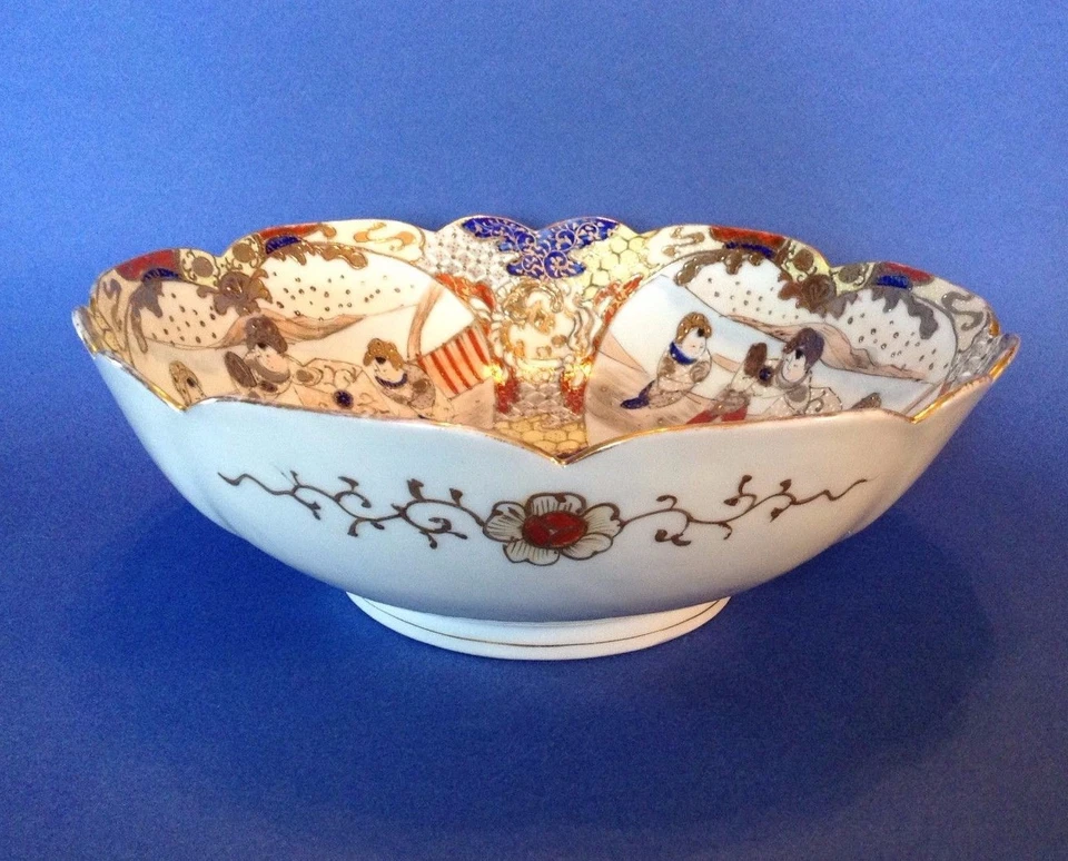 Cuenco Satsuma - Imari rojo azul pintado a mano - Moriage dorado - Grande - Nippon Japón Foto 1 de 4