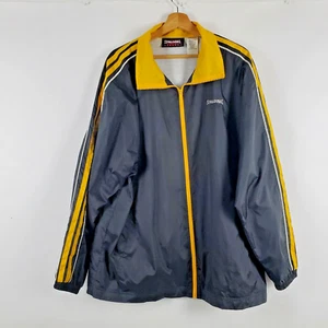 Vintage Spalding Athletic Apparel Men's Windbreaker Jacket Black Yellow Nylon L - Picture 1 of 9